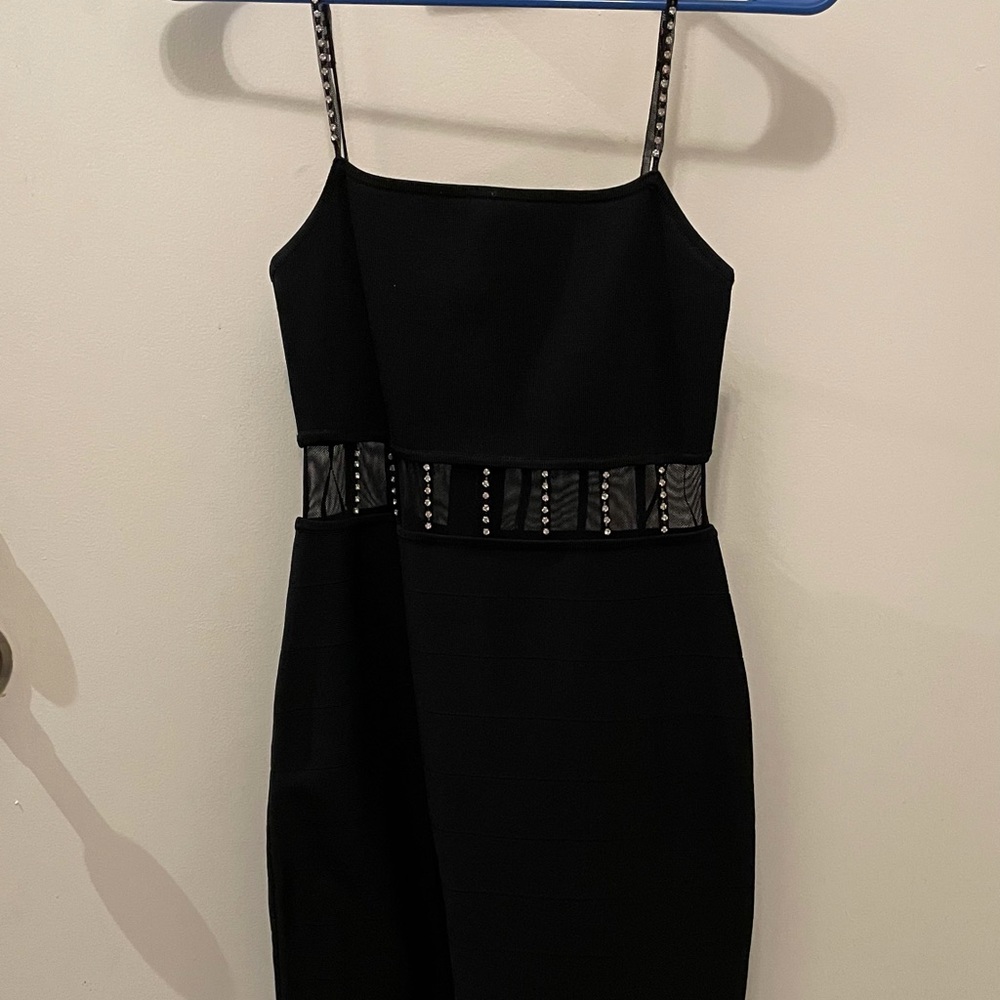 Rhinestone and mesh bandage dress